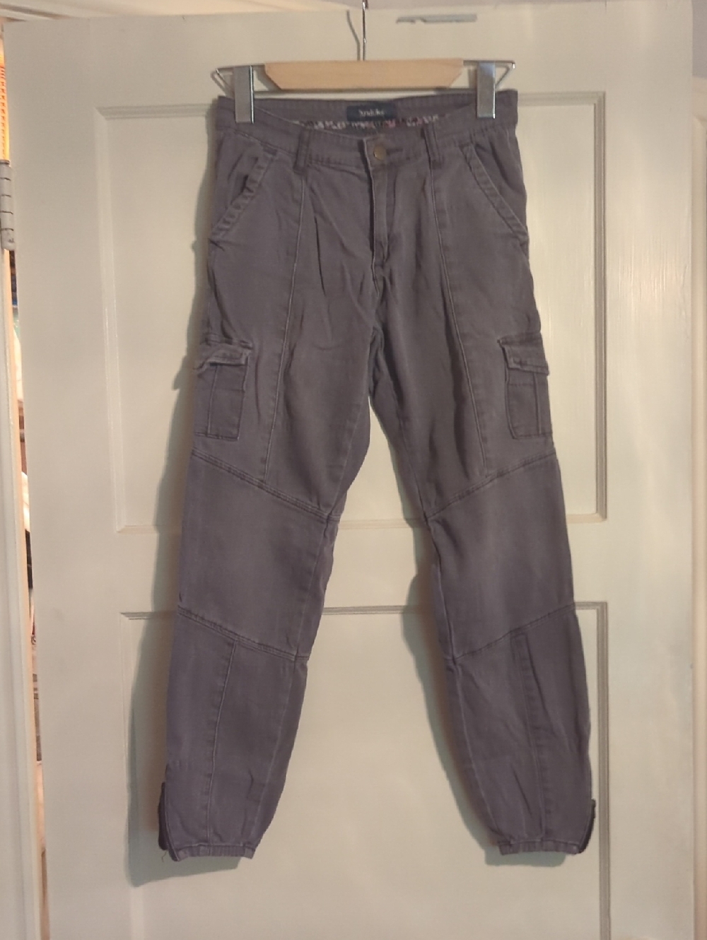 ModCloth Gray Cargo Pants with Floral Trim